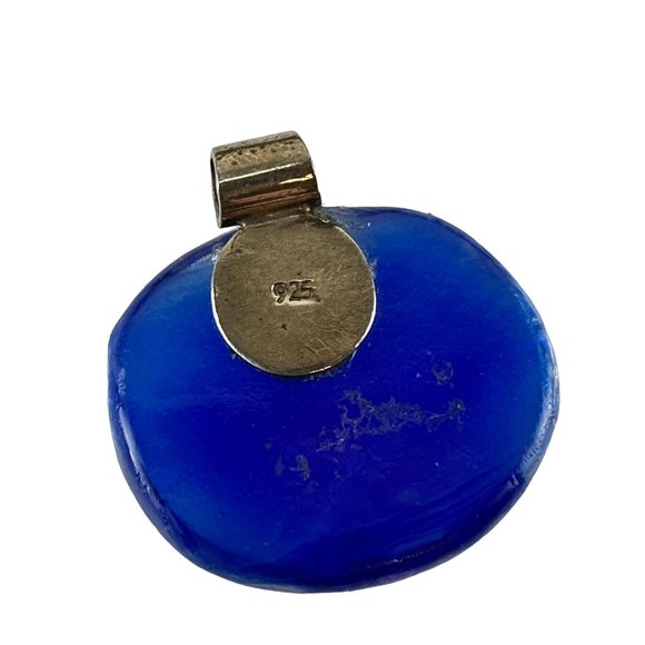 Hand Made Dichroic Glass Pendant with Sterling Silver Bale Blue Purple Silver - Picture 2 of 3